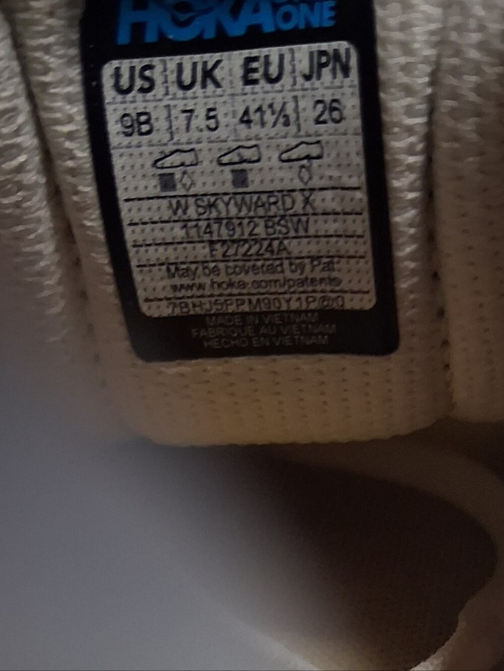Hoka Skyward X Blanc de Blanc/ Swim Day Women's Running Shoe * Size: 9B - Picture 7 of 8